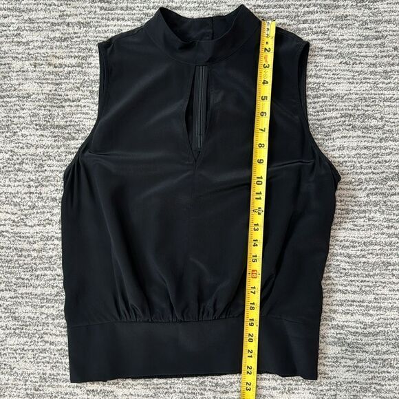 NWT FRAME Mock-Neck Sleeveless Party Top Medium Black Silk - Picture 8 of 14